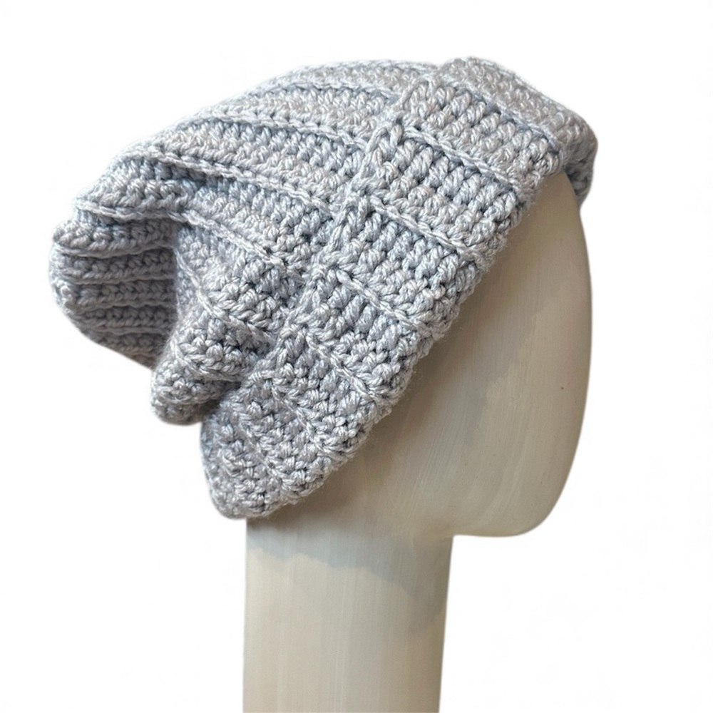 HAND KNIT Silver Grey Toque Winter Hat